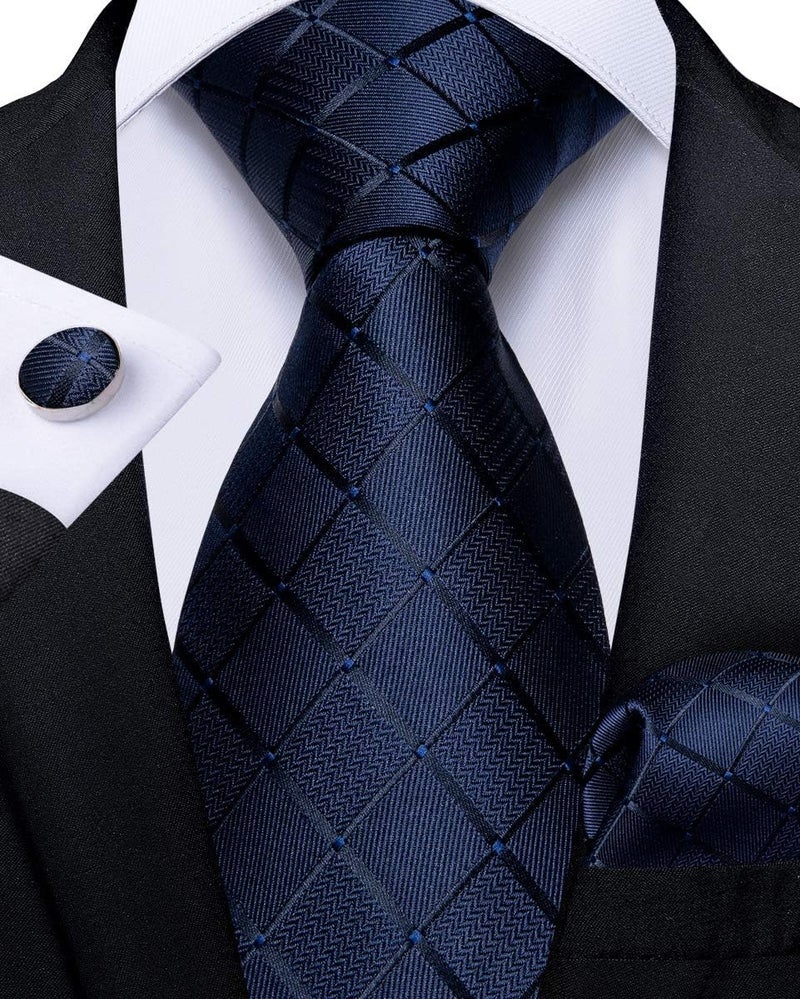 DiBanGu 2PCS Set for Father and Son Tie Silk Mens and Boys Adjustable Necktie & Pocket Square Cufflinks Kids Pre-tied Necktie - Image 2